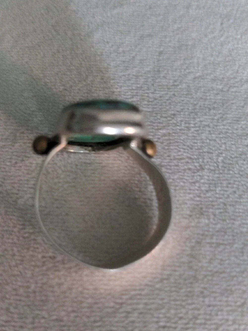 Sterling Silver Turquoise Statement Ring, Sz 9, Metallic Matrix, Vintage